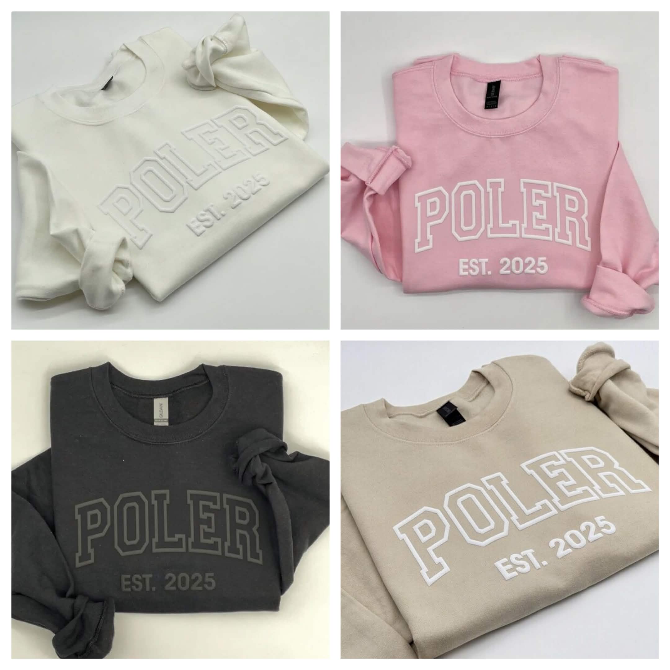 Poler sweatshirt color options collage